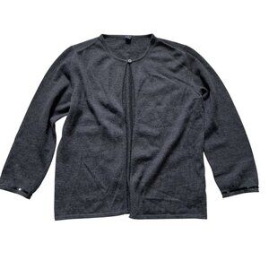 Vtg VALENTINO Jeans Wool Cardigan Sweater Women's Gray 3/4 Sleeve Sequin Detail